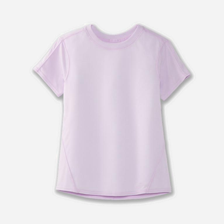 Brooks Women's Distance Short Sleeve Running Shirt Singapore - Heather Orchid Haze/Pink (24508-KAZP)